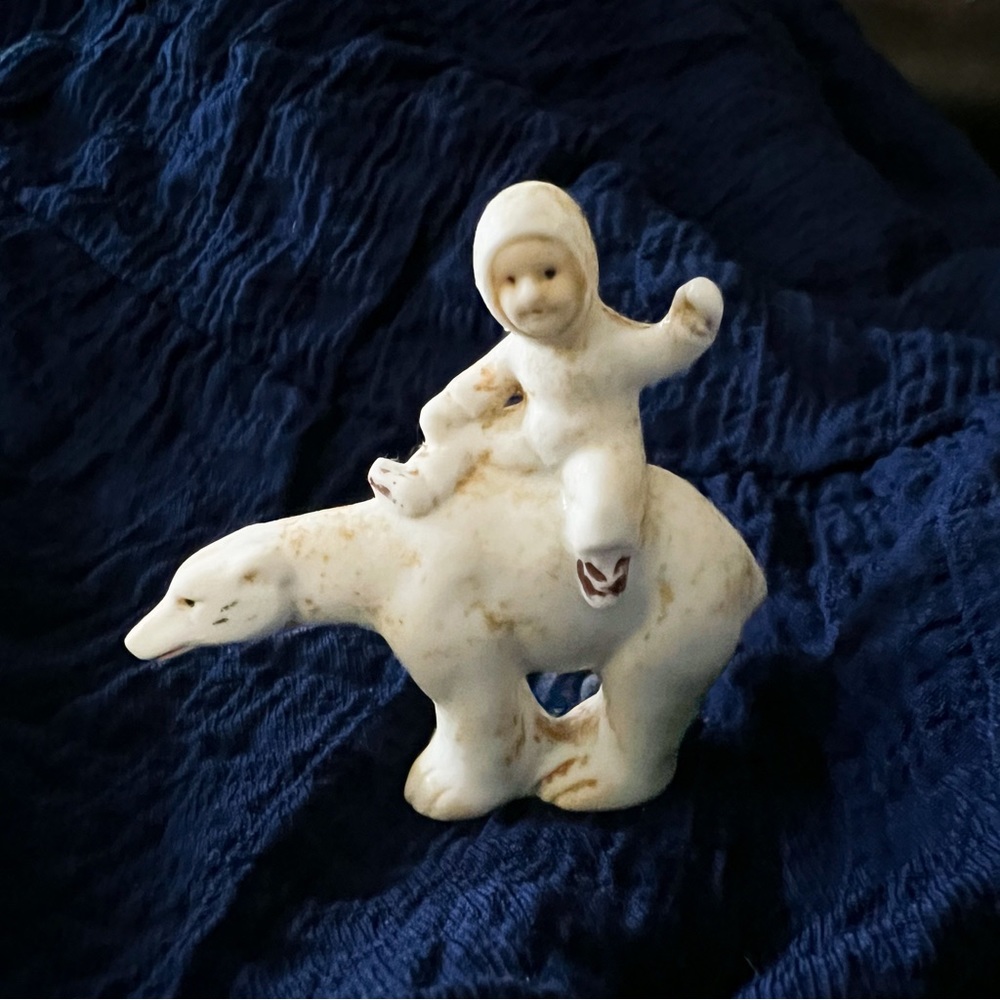 Antique Bisque Snow Baby on Polar Bear